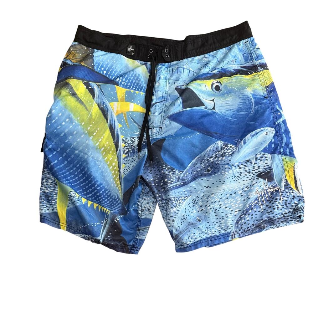Guy Harvey Mens Swim Trunks Size 40 Shorts Fish Beach Boat Pool Sea Life